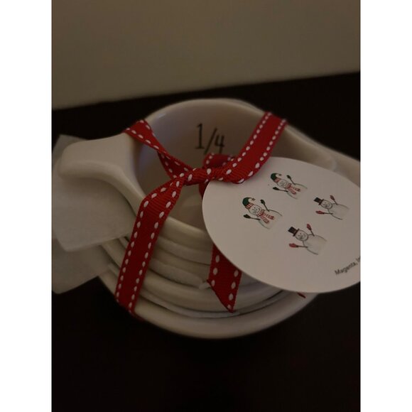 Rae Dunn Artisan Collection By Magenta Measuring Cups Set Of 4 Snowman Design - Picture 3 of 7